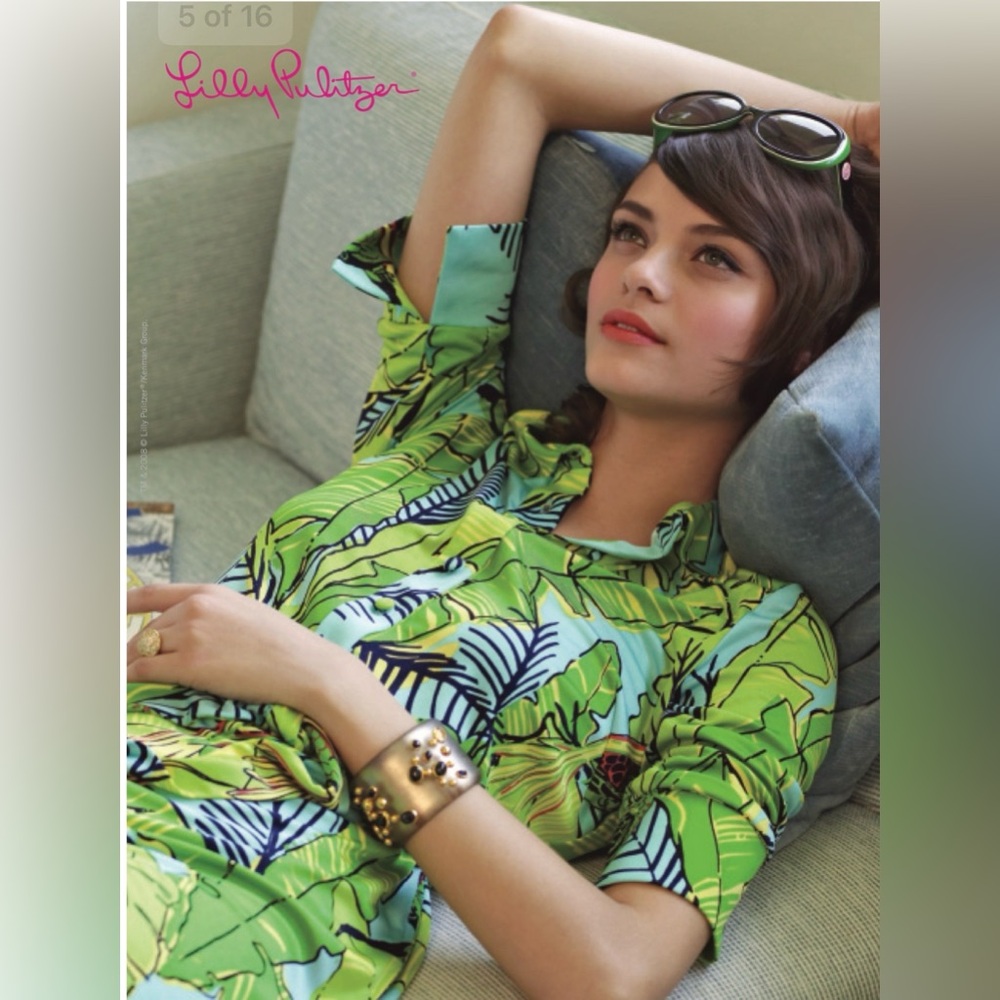 Lilly Pulitzer Green Tropical Print Midi Dress